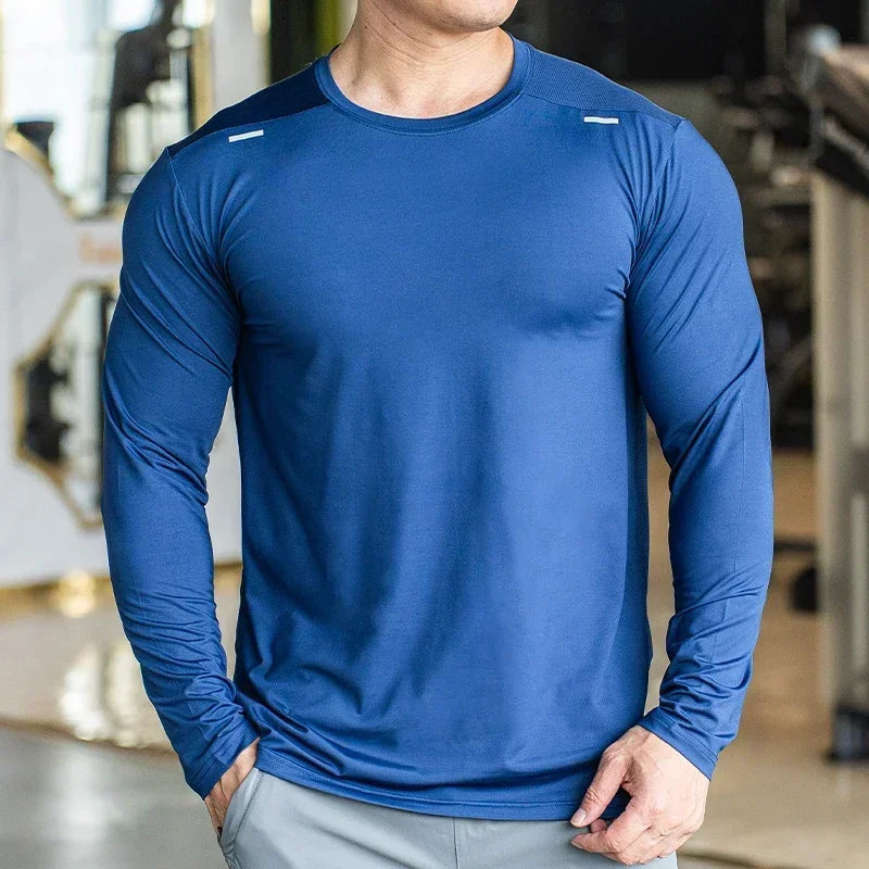 Men's Sports Fitness Long Sleeve Outdoor Badminton Quick Dry Training Shirt