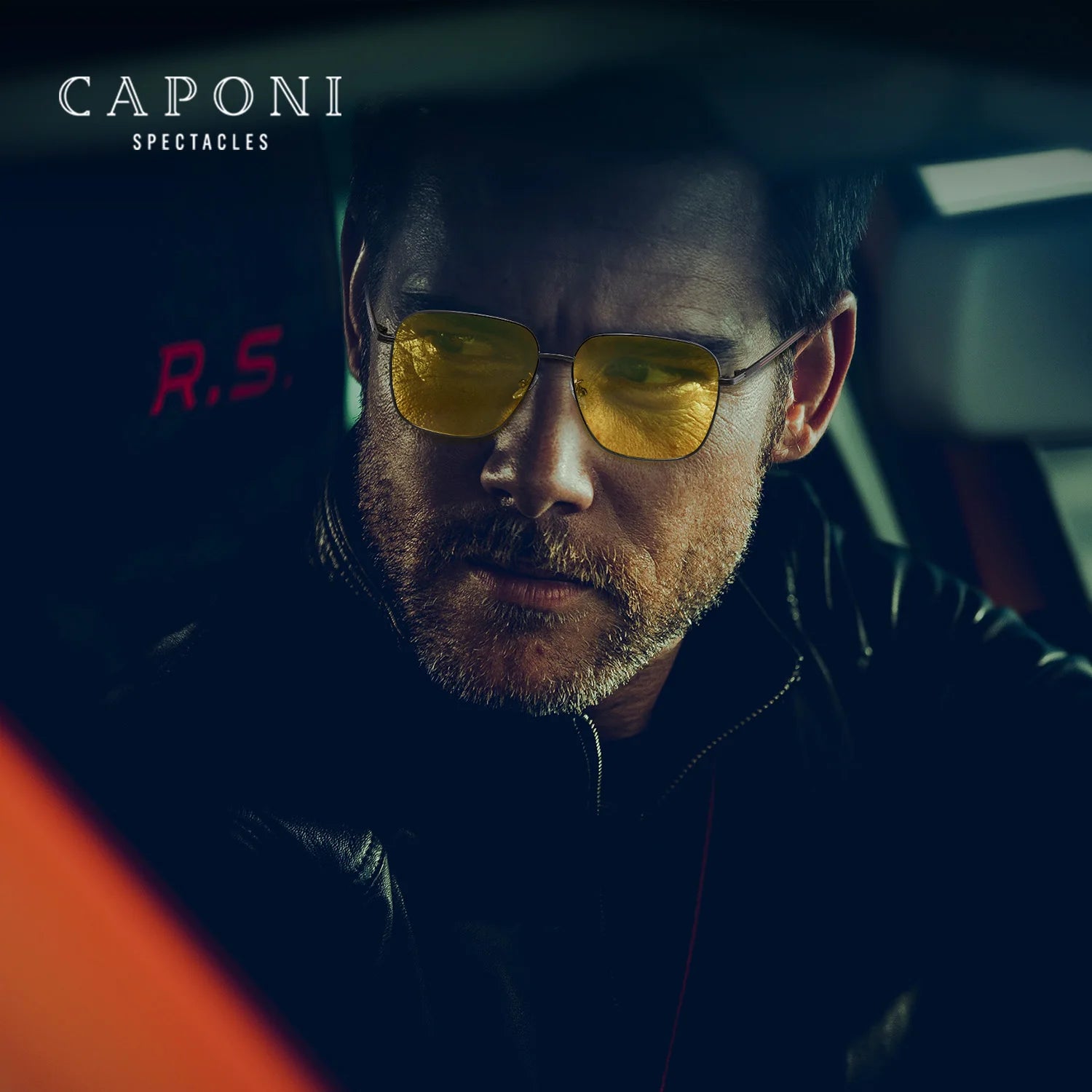 CAPONI Day Night Vision Sunglasses For Men Photochromic Brown Driving Yellow Sun Glasses Original Design UV400 Eyewear