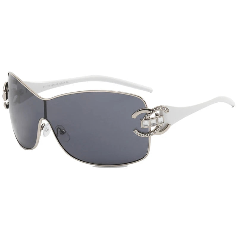 Luxury Rhinestone Oversized One - Piece Frame Y2K Women's Sunglasses Trendy Brand  Eyewear UV400