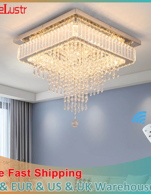 Load image into Gallery viewer, Luxury Crystal Square Bright Led Chandelier Modern Pendant Light Ceiling Lamp Dimmable Flush Mount Bedroom Dinning Living Room
