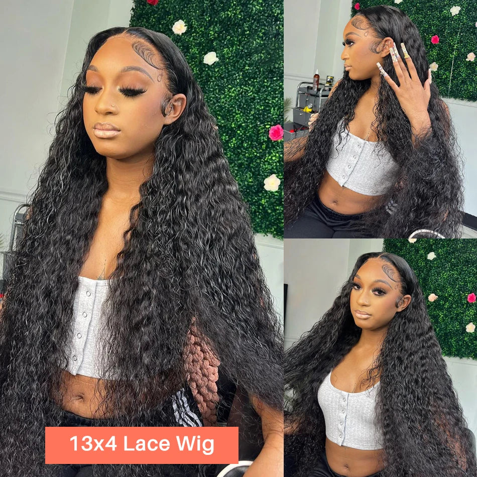 13x4 Jerry Curly Lace Front Wig Deep Kinky Curly Human Hair Wigs Brazilian 4x4 HD Transparent Lace Frontal Closure Wig For Women