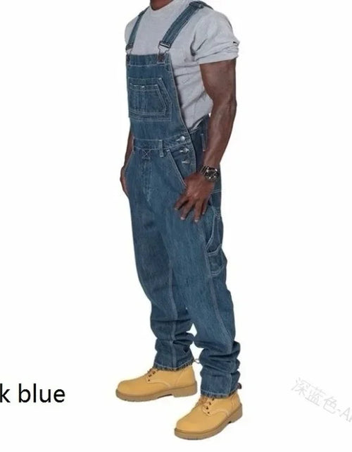 Load image into Gallery viewer, Men's Jeans 2026 Overalls Men Pockets Casual Loose Long Denim Pants Slim Splice Straight Rompers
