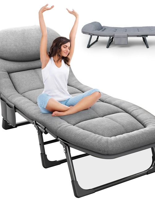 Load image into Gallery viewer, Sleeping Cots for Adults 6 Positions, Portable &amp; Foldable Bed with Mattress and Pillow, Heavy Duty Sturdy Frame for Camp, Home
