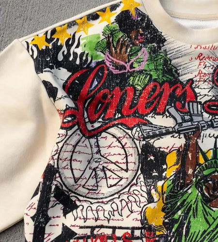 Streetwear Y2k T Shirt New Trend Hip Hop Graffiti Large Graphic Print Design Shirt Harajuku Retro Oversized Loose T Shirt Tops