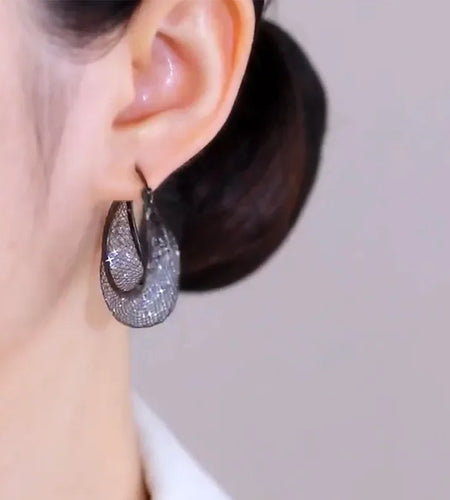 New Fashion Trend Unique Design Elegant Exquisite Luxury Mesh Zircon Earrings for Women