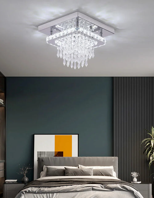 Load image into Gallery viewer, Luxury Crystal Square Bright Led Chandelier Modern Pendant Light Ceiling Lamp Dimmable Flush Mount Bedroom Dinning Living Room
