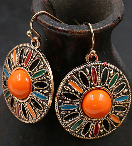 retro Bohemian style circular geometric women's earrings
