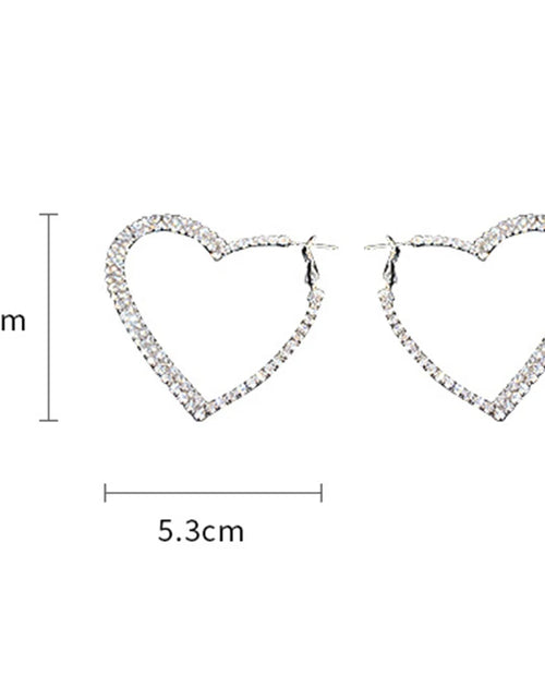 Load image into Gallery viewer, Shiny Peach Heart Hoop Earrings ,Fashion Crystal Love Earrings
