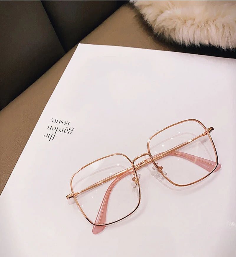 Oversized Anti Blue Light Glasses  Diamond Studded Oversized Square Eyeglasses With Glitter Frames