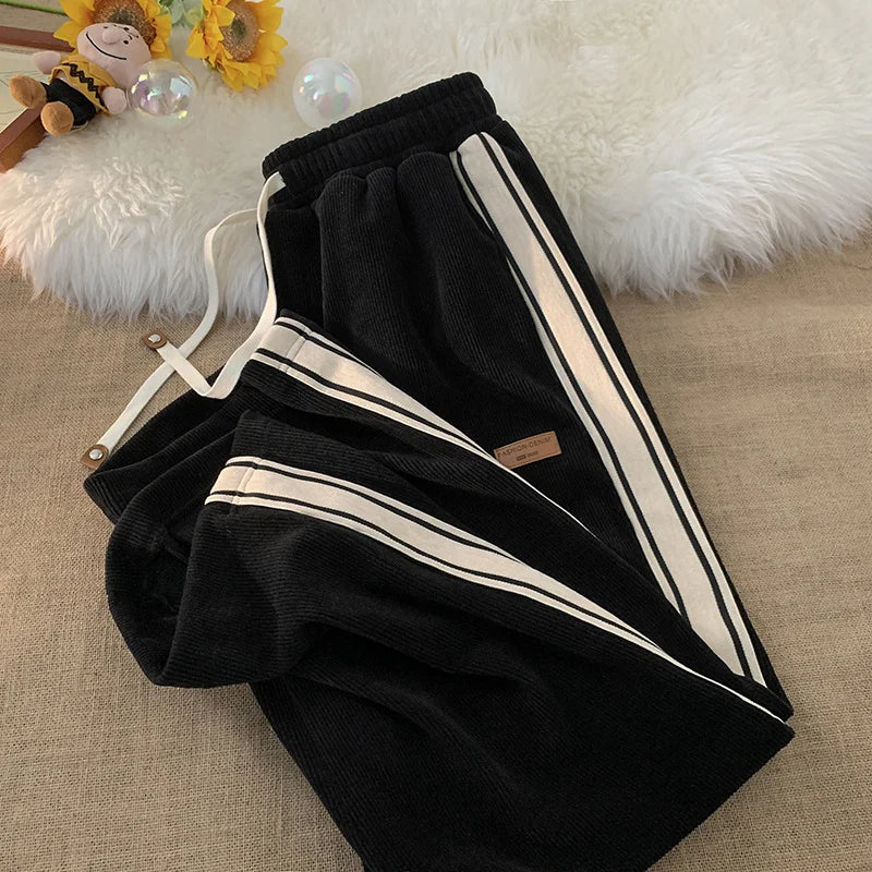 2025 New Baggy Striped Corduroy Sweatpants  Men Casual