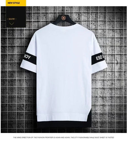 Men's Oversize T-Shirt Short Sleeve Korean Style Streetwear Harajuku Print Casual O-Neck Polyester Top for Spring And Summer