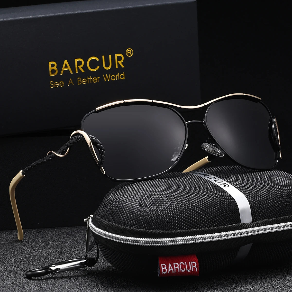BARCUR Women's UV400 Polarized Sunglasses Vintage Metal Casual Fashion Eyewear with Stainless Steel Frame