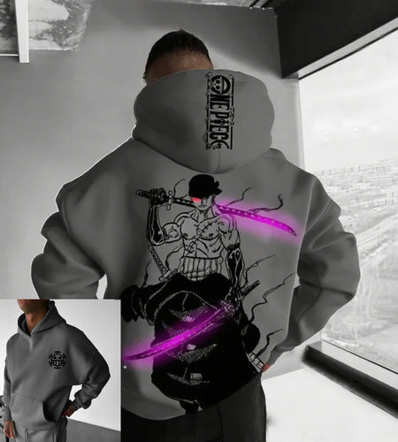 Men's Zoro Anime Men Hooded Sweatshirt Spring Cotton Streetwear Casual Hoodie Graphic Print Cosplay Long Sleeve Hoodie