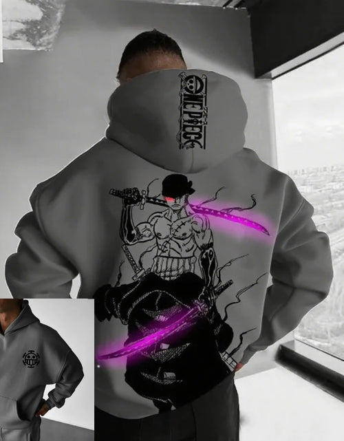 Load image into Gallery viewer, Men's Zoro Anime Men Hooded Sweatshirt Spring Cotton Streetwear Casual Hoodie Graphic Print Cosplay Long Sleeve Hoodie
