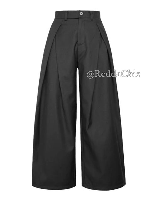 Load image into Gallery viewer, Men's Pleated Front Wide Leg Pants Clean fit Black Solid Low Waist Dressy Trousers
