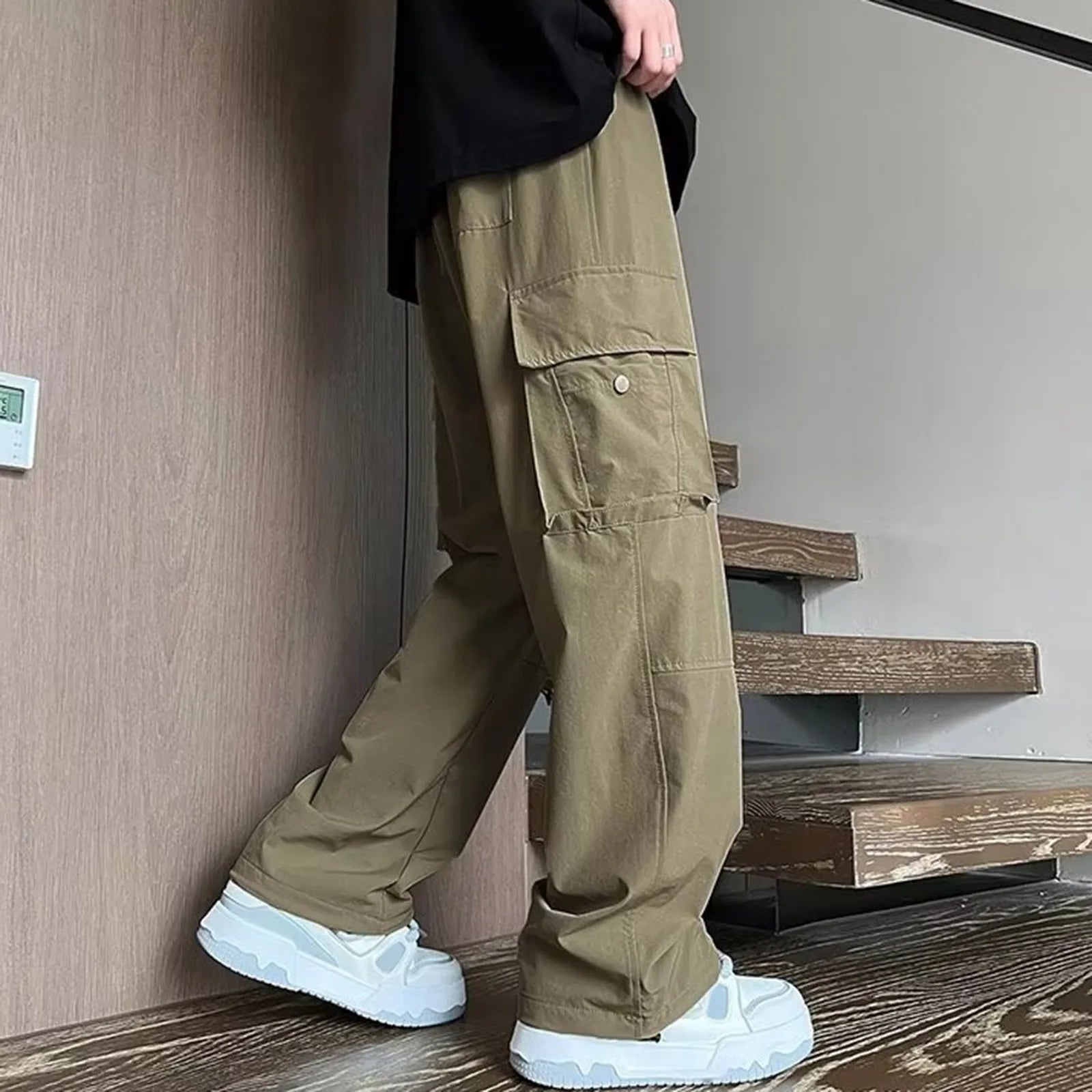 2025 Men'S Classic Straight Leg Wide Leg Pants Male