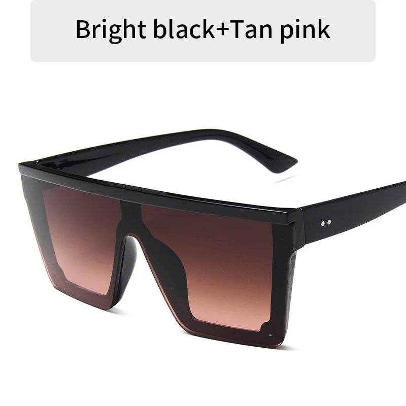 2023 Vintage Male Flat Top Sunglasses Men Brand Black Square Shades UV400 Gradient