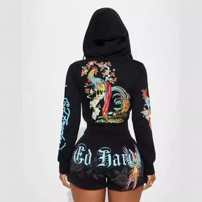Cross-Border Style Women's Spring Summer Fashion Casual Short Set