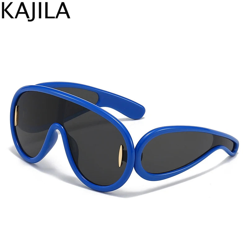 Oversized Wave Mask One-Piece Sunglasses Women Y2K Punk Sports Sun Glasses 2025