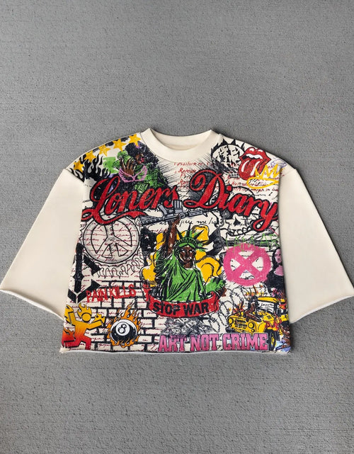 Load image into Gallery viewer, Streetwear Y2k T Shirt New Trend Hip Hop Graffiti Large Graphic Print Design Shirt Harajuku Retro Oversized Loose T Shirt Tops
