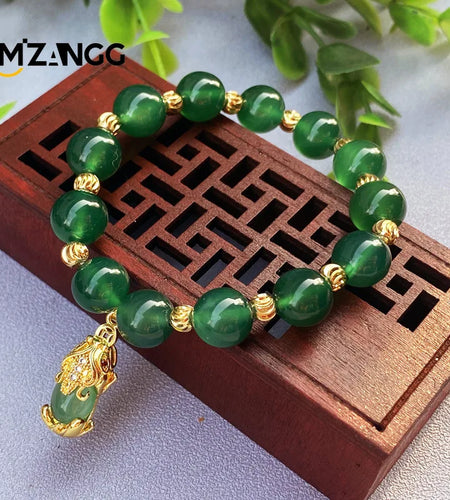Natural Green Jade  Bracelet A-level Agate Men's and Women's Fashion Exquisite Jewelry Lucky Charms