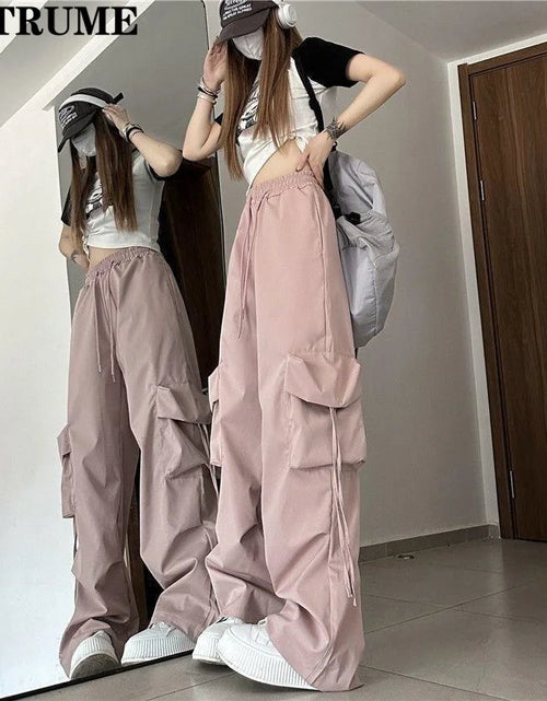 Load image into Gallery viewer, Retro Vintage High Street Baggy Pants Fashion Women Oversized Drawstring Pocket
