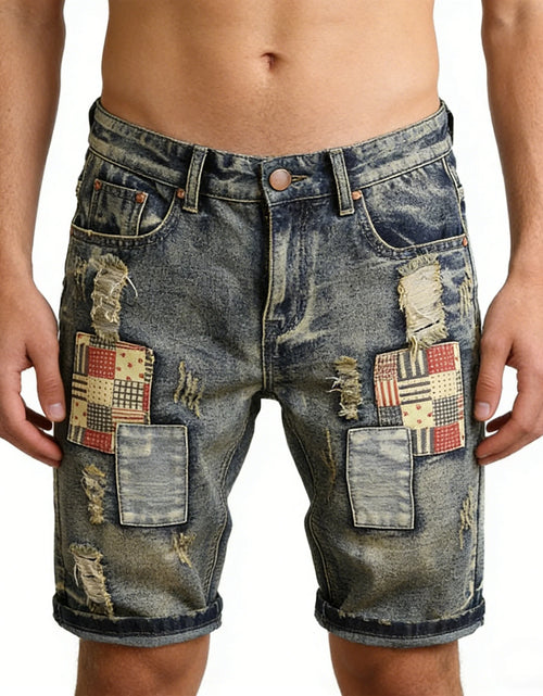 Load image into Gallery viewer, 2026 New style Men's summer casual fashion vintage washed denim shorts trendy ripped patchwork vintage style
