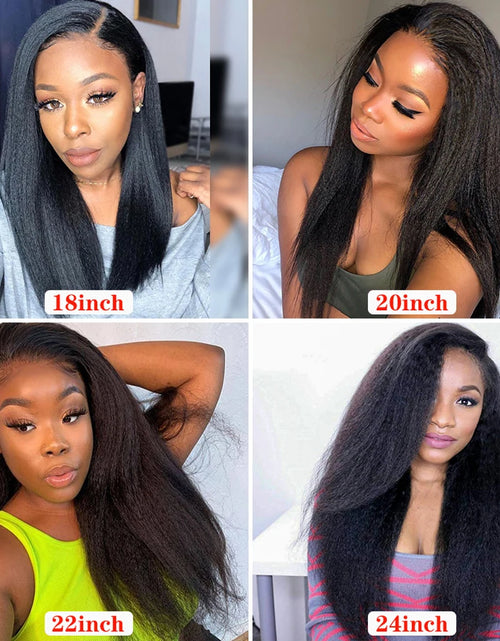 Load image into Gallery viewer, 13x4 Kinky Straight Lace Front Human Hair Wig With Kinky Edges Baby Hair Glueless Yaki Straight HD Lace Frontal Wigs For Women
