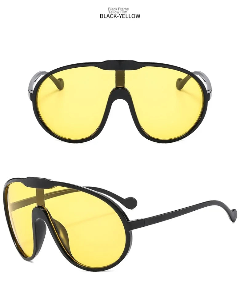 Trend Oversized Pilot Sunglasses Women Luxury Brand Designer Big Frame Cycling Sun Glasses Len Black Yellow