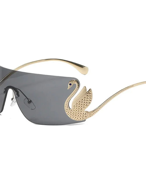 Load image into Gallery viewer, New Fashion Women Oversized Rimless Sunglasses Luxury Brand Swan Shaped Sun Glasses Trendy Large Frame Sun Glasses UV400
