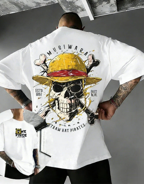 Load image into Gallery viewer, Oversize One Piece Skull Anime T Shirt Men Cotton Streetwear Casual Short Sleeve Top Graphic Tee Trendy 2026 Summer

