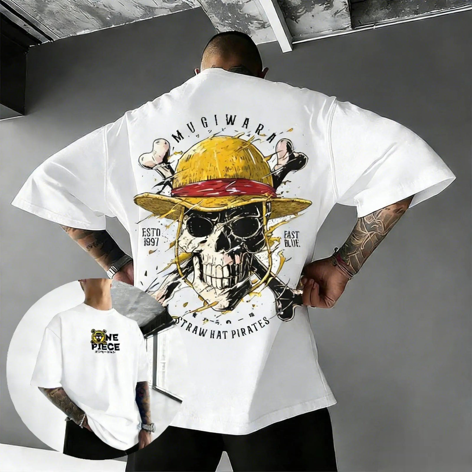 Oversize One Piece Skull Anime T Shirt Men Cotton Streetwear Casual Short Sleeve Top Graphic Tee Trendy 2026 Summer