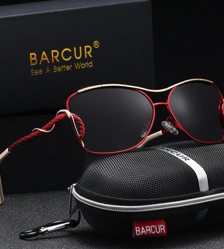 BARCUR Women's UV400 Polarized Sunglasses Vintage Metal Casual Fashion Eyewear with Stainless Steel Frame