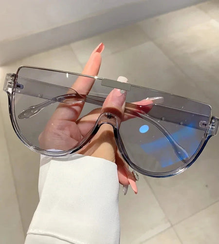 Vintage Semi-round Sunglasses Women Fashion Monoblock Outdoor  Shades