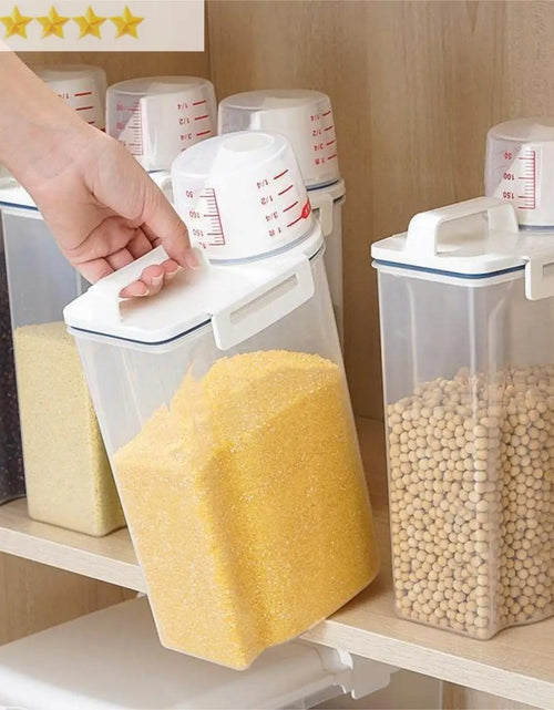 Load image into Gallery viewer, 1pc Rice And Grains Food Storage Canister With Measuring Cup, Kitchen Moisture-proof And Insect-proof Dust-proof
