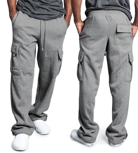 Mens Sweatpants Straight Fit Joggers for Sports and Streetwear Loose Oversized Drawstring Long Pants Men Multi-pocket Pants