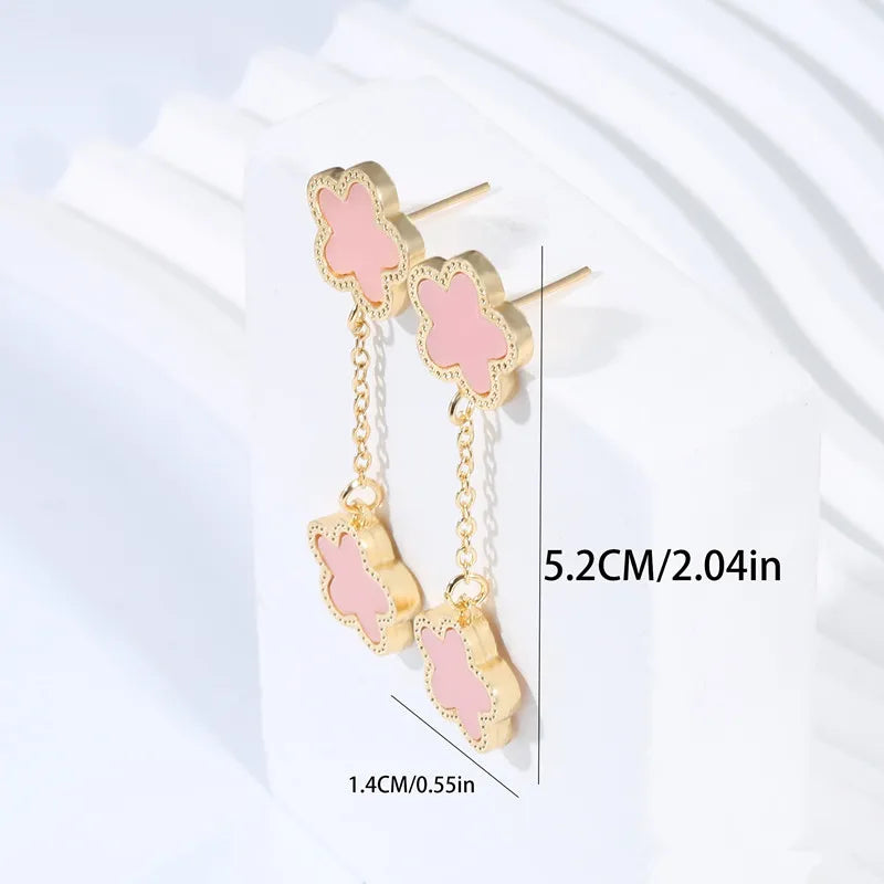 New Simple Lucky Five-leaf Flower Fritillary Tassel Earrings