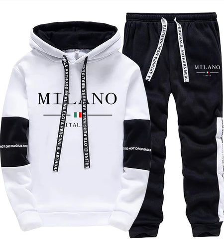 Newest Fahsion Mens Sportswear Hooded Sweatshirts Jogger Pants Male Daily Casual Sport Jogging Suit Italia Milan Printed Hoodies