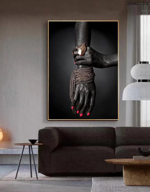 Load image into Gallery viewer, African Art Black and Gold Hand With Gold Gesture Canvas Painting Poster and Prints Wall Art Pictures for Living Room Home Decor
