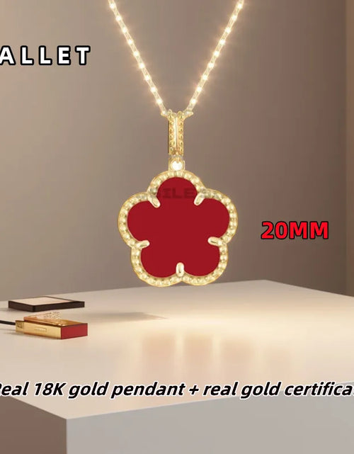 Load image into Gallery viewer, DALLET Real 18K Gold Necklace Pendant Women&#39;s New Five Petal Flower Natural Stone Fine Jewelry 20mm
