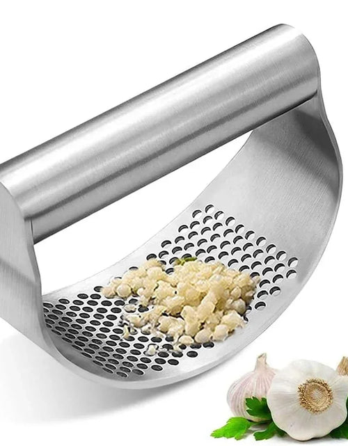 Load image into Gallery viewer, Multi-function Manual Garlic Press Stainless Steel Garlic Presse Curved Garlic Grinding Slicer Chopper Home Cooking Gadgets Tool
