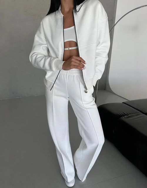 Load image into Gallery viewer, Fashion Jacket Pant Women 2 Pieces Set Casual Long Sleeve Zipper Solid Sweatshirt Trousers Suit
