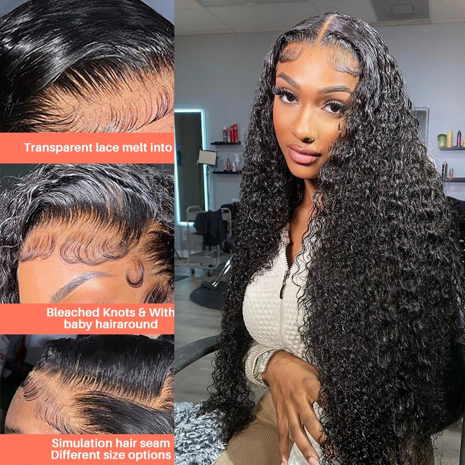 13x4 Jerry Curly Lace Front Wig Deep Kinky Curly Human Hair Wigs Brazilian 4x4 HD Transparent Lace Frontal Closure Wig For Women