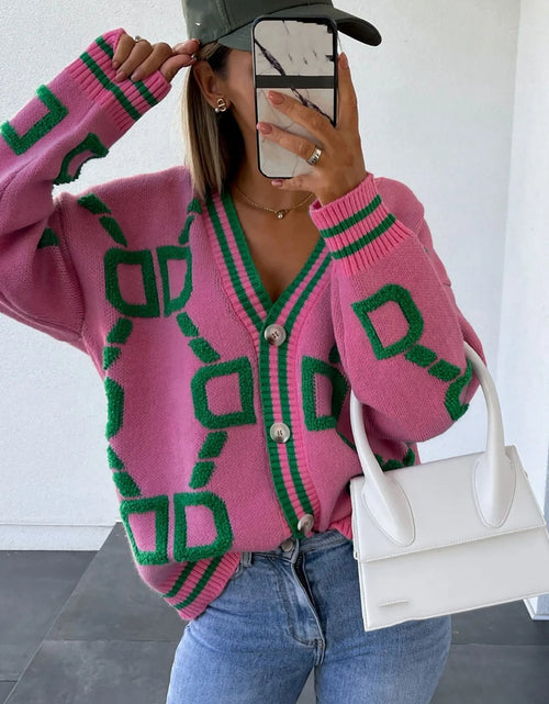 Load image into Gallery viewer, Vintage Women Knitted Cardigan Long Sleeve V Neck Single Breasted Casual   Loose Outwears Sweater
