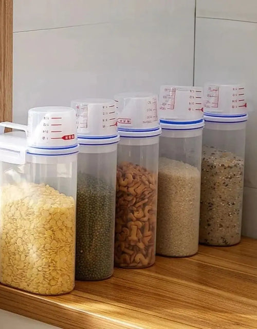 Load image into Gallery viewer, 1pc Rice And Grains Food Storage Canister With Measuring Cup, Kitchen Moisture-proof And Insect-proof Dust-proof
