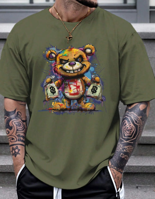 Load image into Gallery viewer, Men&#39;s 100% cotton summer loose size Cartoon Bear Pattern printed
