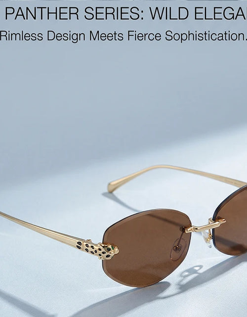 Load image into Gallery viewer, Vintage Rimless Oval Punk Sunglasses for Men Leopard Head Frameless UV400 Gradient Lens Hip Hop Outdoor Shades Luxury Designer Eyewear
