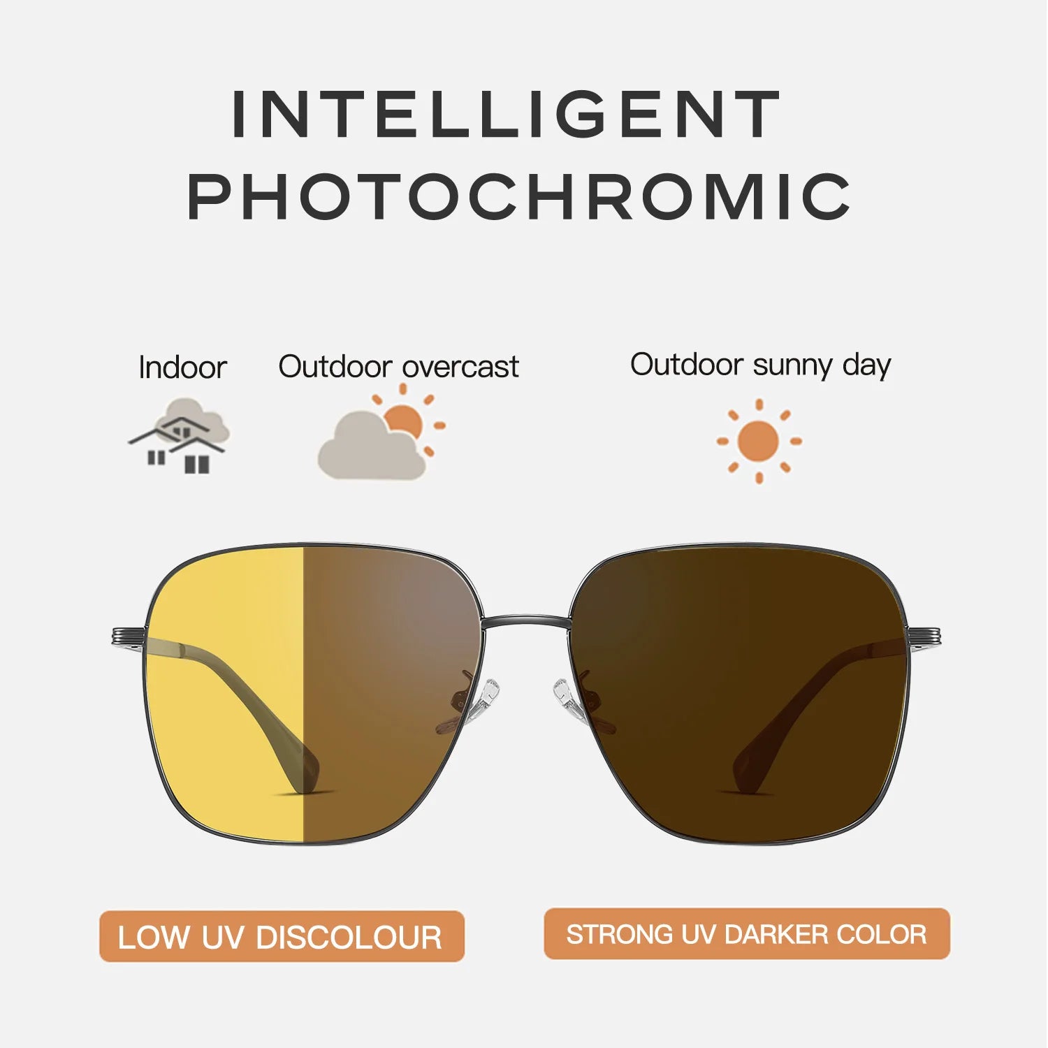 CAPONI Day Night Vision Sunglasses For Men Photochromic Brown Driving Yellow Sun Glasses Original Design UV400 Eyewear