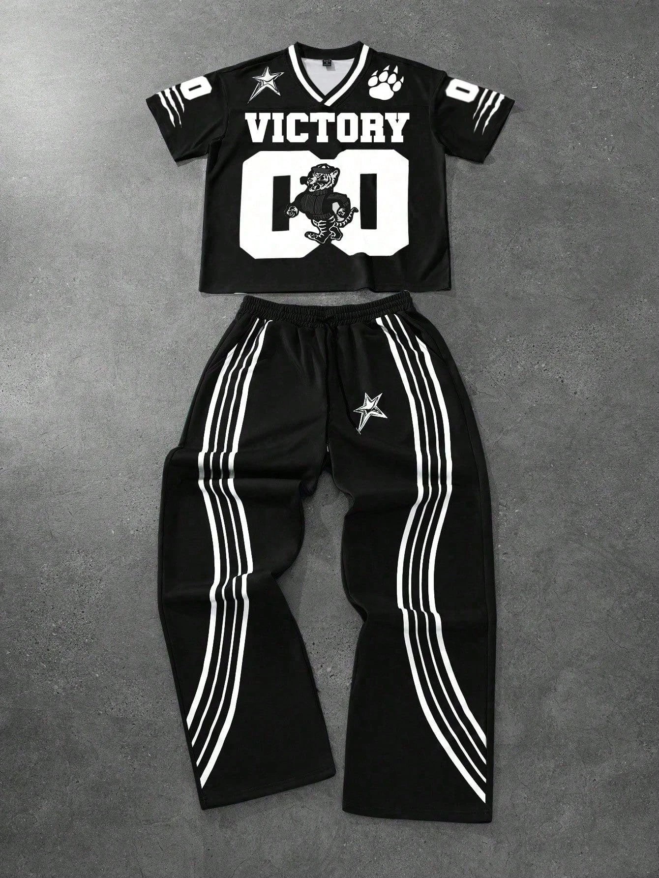 2026 Summer Men's Short Sleeved Pants 2-Piece Set With Letter Printing Casual Set