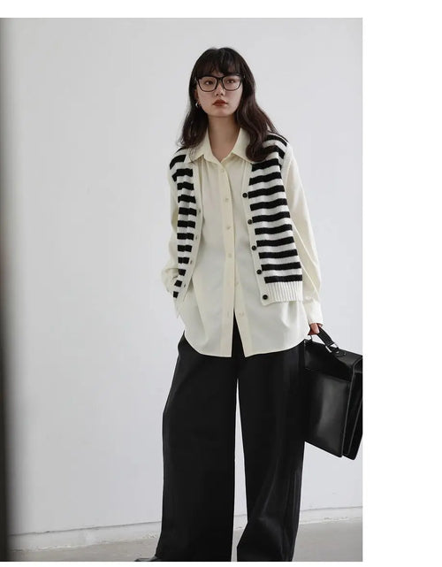 Load image into Gallery viewer, 2025 Spring Long Sleeve Button Up Shirt Solid Tie Oversize Shirts Blouse
